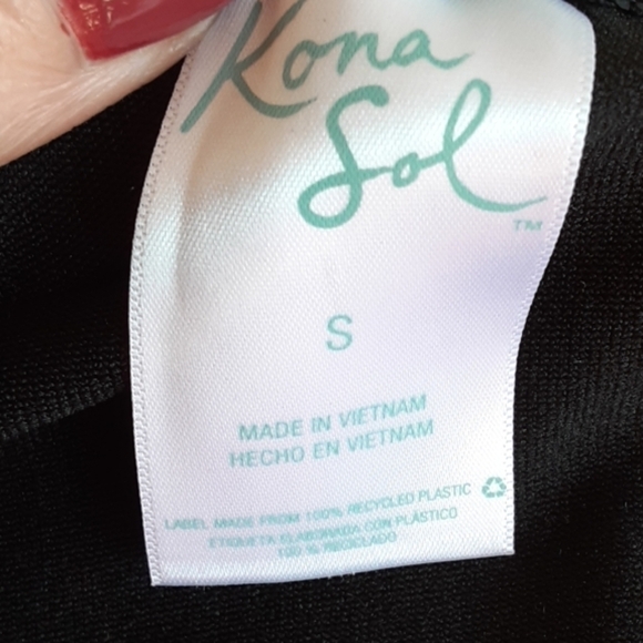 KONA Sol One Piece Swimsuit Black Ribbed Size Small - Picture 7 of 7